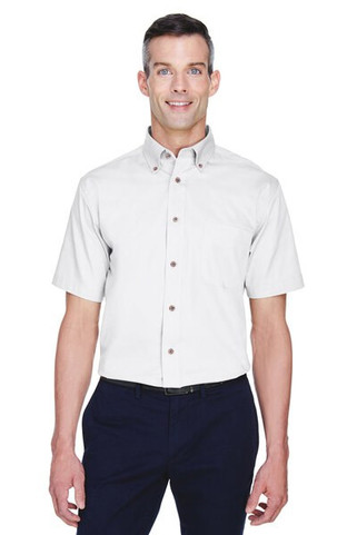 Harriton M500S - Mens Easy Blend Short-Sleeve Twill Shirt with Stain-Release