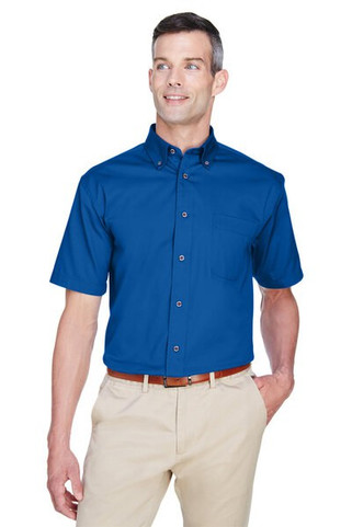 Harriton M500S - Mens Easy Blend Short-Sleeve Twill Shirt with Stain-Release