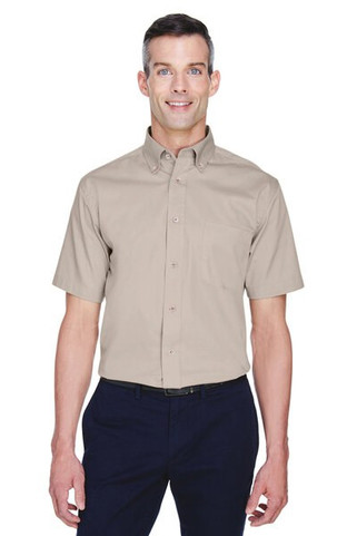 Harriton M500S - Mens Easy Blend Short-Sleeve Twill Shirt with Stain-Release