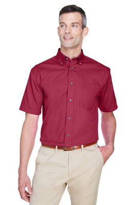 Harriton M500S - Men's Easy Blend Short-Sleeve Twill Shirt with Stain-Release