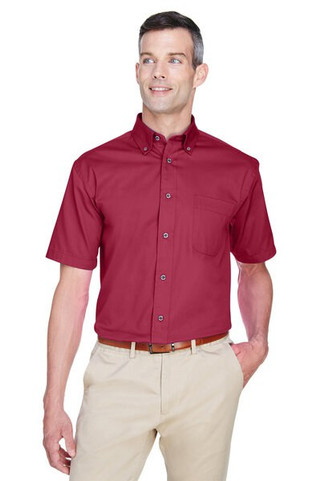 Harriton M500S - Mens Easy Blend Short-Sleeve Twill Shirt with Stain-Release