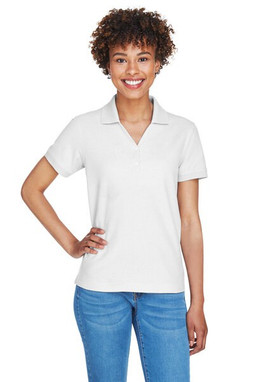 Devon & Jones D100W - Polo Pima Piqué à manches courtes et col en Y pour femmes
