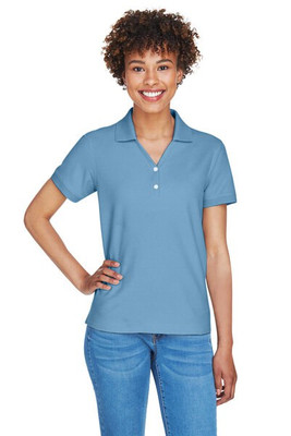 Devon & Jones D100W - Polo Pima Piqué à manches courtes et col en Y pour femmes