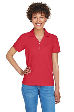 Devon & Jones D100W - Polo Pima Piqué à manches courtes et col en Y pour femmes