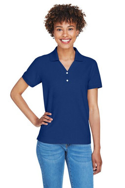 Devon & Jones D100W - Polo Pima Piqué à manches courtes et col en Y pour femmes