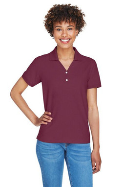 Devon & Jones D100W - Polo Pima Piqué à manches courtes et col en Y pour femmes