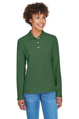 Devon & Jones D110W - Polo à manches longues en pima piqué pour femmes