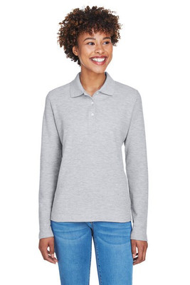 Devon & Jones D110W - Polo à manches longues en pima piqué pour femmes