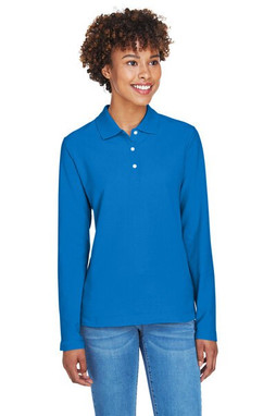 Devon & Jones D110W - Polo à manches longues en pima piqué pour femmes