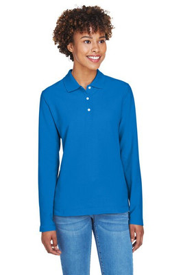 Devon & Jones D110W - Polo à manches longues en pima piqué pour femmes