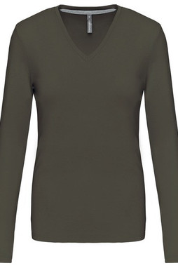 Kariban K382 - DAMEN LANGARM T-SHIRT MIT V-AUSSCHNITT