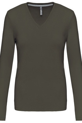 Kariban K382 - DAMES T-SHIRT MET V-HALS EN LANGE MOUWEN