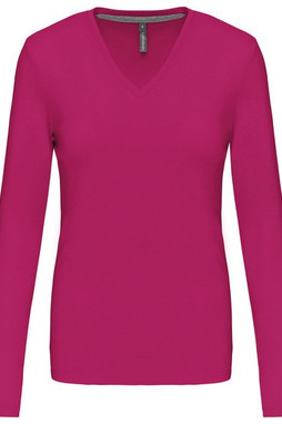 Kariban K382 - T-SHIRT DONNA MANICHE LUNGHE SCOLLO A V