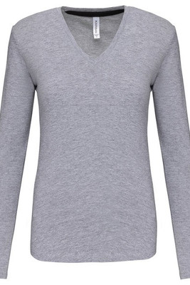 Kariban K382 - T-SHIRT DONNA MANICHE LUNGHE SCOLLO A V
