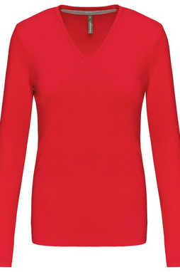 Kariban K382 - DAMEN LANGARM T-SHIRT MIT V-AUSSCHNITT