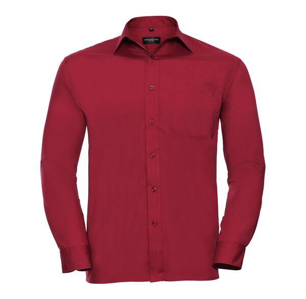 Russell Collection RU934M - Men's Long Sleeve Polycotton Easy Care Poplin Shirt