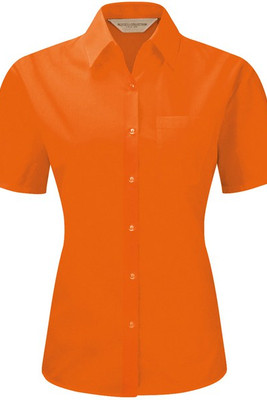 Russell Collection RU935F - Damen Kurzarm Popeline Hemd Pflegeleicht