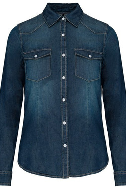 Kariban K518 - DAMES DENIM BLOUSE MET LANGE MOUWEN