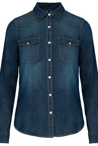 Kariban K518 - DAMES DENIM BLOUSE MET LANGE MOUWEN