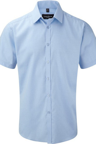 Russell Collection RU963M - Mens Short Sleeve Herringbone Shirt