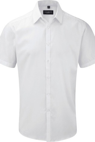 Russell Collection RU963M - Mens Short Sleeve Herringbone Shirt