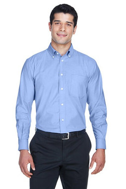 Harriton M600 - Chandail Oxford à manches longues avec système anti-taches
