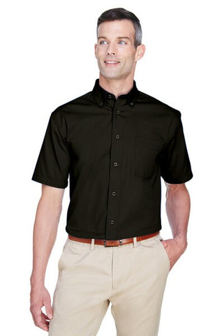 Harriton M500S - Mens Easy Blend Short-Sleeve Twill Shirt with Stain-Release