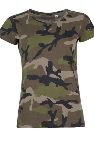 SOLS 01187 - Camo Women Tee Shirt Femme Col Rond
