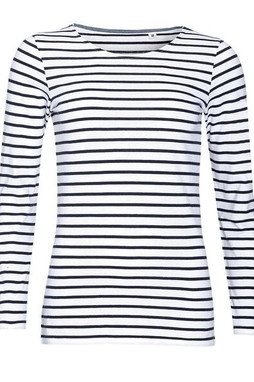 SOLS 01403 - MARINE WOMEN Long Sleeve Striped T Shirt