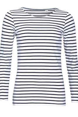 SOL'S 01403 - MARINE WOMEN Long Sleeve Striped T Shirt