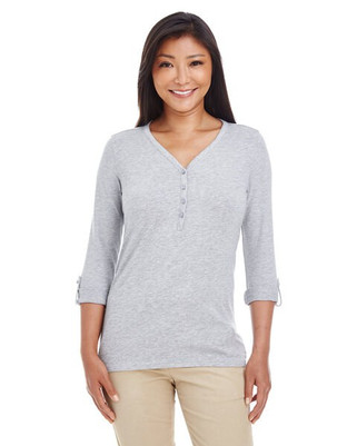Devon & Jones DP186W - Ladies Perfect Fit  Y-Placket Convertible Sleeve Knit Top