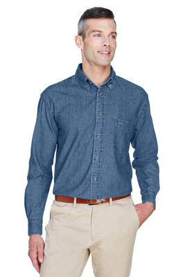 Harriton M550T - Men's Tall Long-Sleeve Denim Shirt