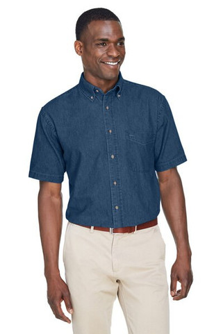 Harriton M550S - Mens 6.5 oz. Short-Sleeve Denim Shirt