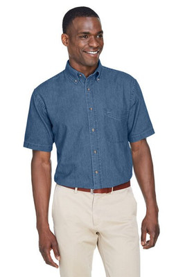 Harriton M550S - Men's 6.5 oz. Short-Sleeve Denim Shirt