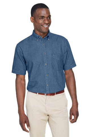 Harriton M550S - Mens 6.5 oz. Short-Sleeve Denim Shirt