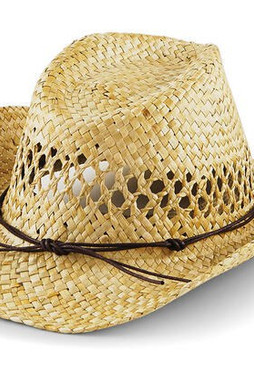 Beechfield B735 - Handcrafted Natural Straw Cowboy Hat with Wired Brim