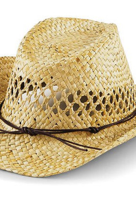 Beechfield B735 - Handcrafted Natural Straw Cowboy Hat with Wired Brim