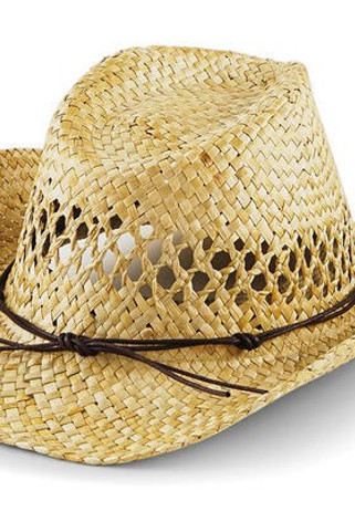 Beechfield B735 - Handcrafted Natural Straw Cowboy Hat with Wired Brim