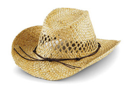 Beechfield B735 - Handcrafted Natural Straw Cowboy Hat with Wired Brim