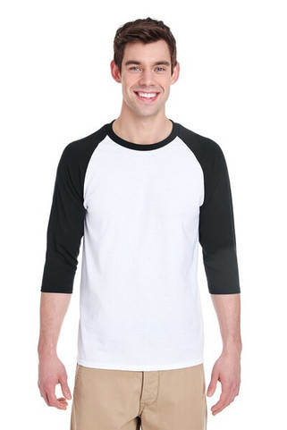 Gildan 5700 - Remera de algodón grueso manga raglán tres cuartos