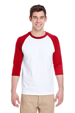 Gildan 5700 - Remera de algodón grueso manga raglán tres cuartos 