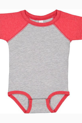 Rabbit Skins 4430 - Fine Jersey Infant Three-Quarter Sleeve Baseball Bodysuit