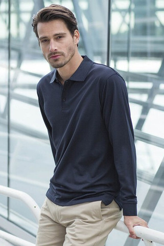Henbury H478 - Long Sleeve Coolplus® Pique Polo Shirt