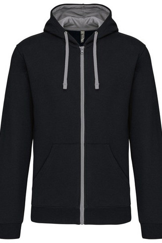 Kariban K466 - Sweatshirt mit Reißverschluss und Kapuze in Kontrastfarbe