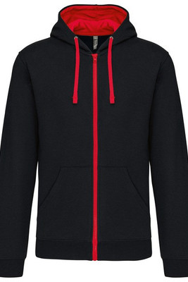 Kariban K466 - Contrast hooded full zip sweatshirt