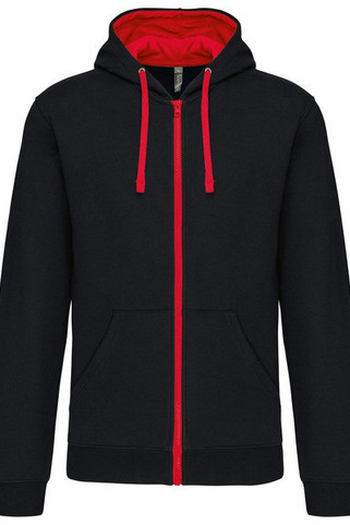 Kariban K466 - Contrast hooded full zip sweatshirt