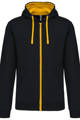 Kariban K466 - Sweater met rits en capuchon in contrasterende kleur