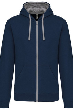 Kariban K466 - Sweatshirt mit Reißverschluss und Kapuze in Kontrastfarbe