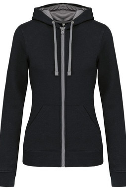 Kariban K467 - Sweatshirt de senhora com fecho e capuz em contraste