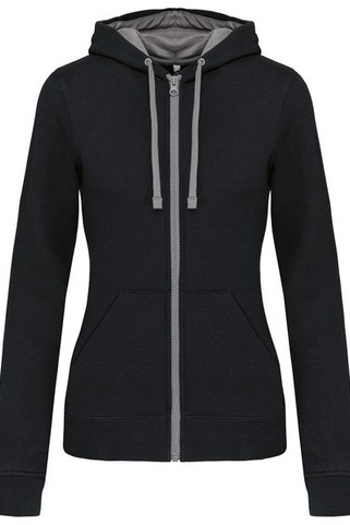 Kariban K467 - Ladies’ contrast hooded full zip sweatshirt